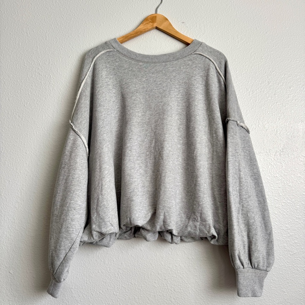 We The Free Bubble Up Pullover Sweatshirt Grey Small